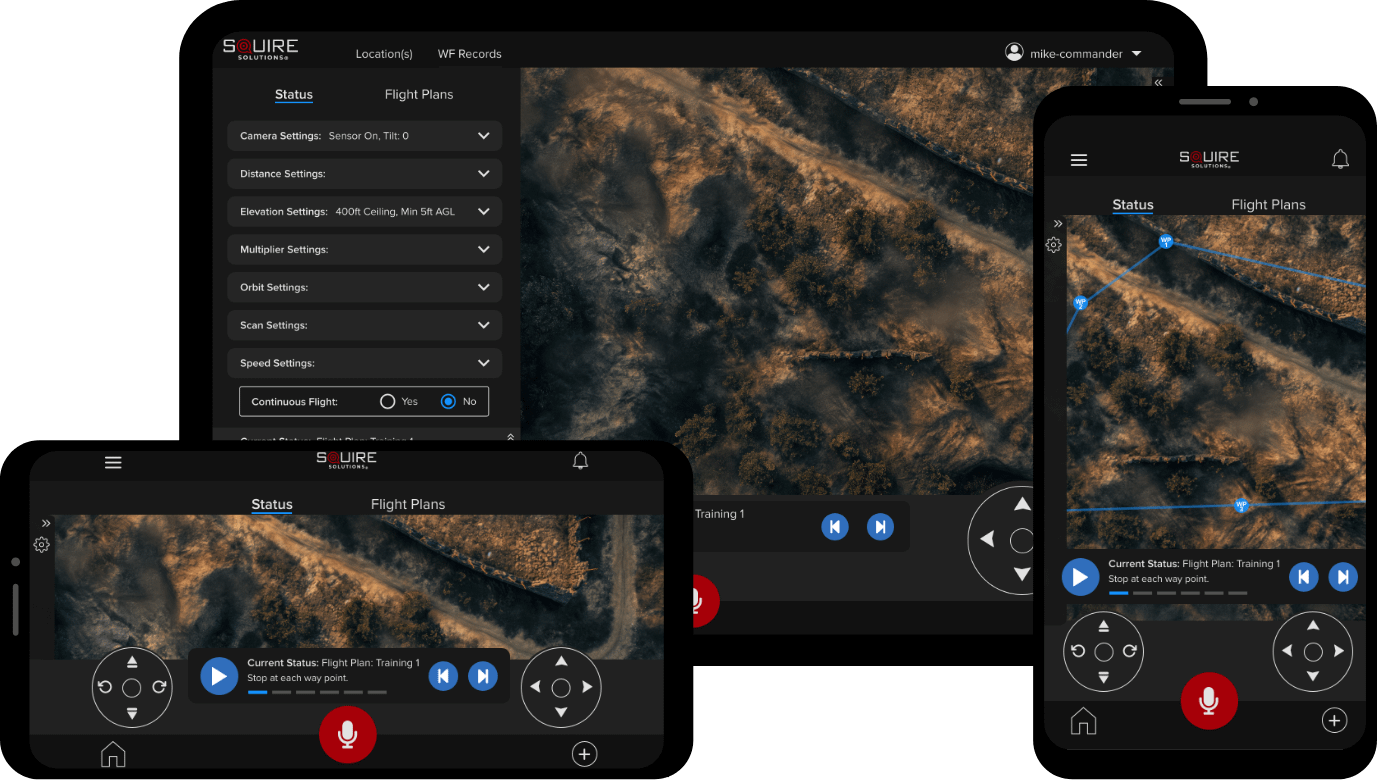 Squire's UAS module displayed on tablet and phones in portrait and landscape view